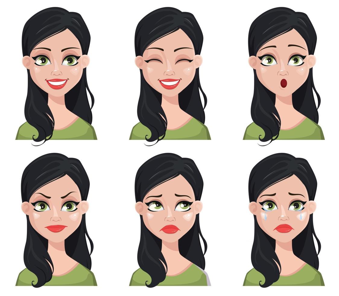 Face expression of beautiful brunette woman vector