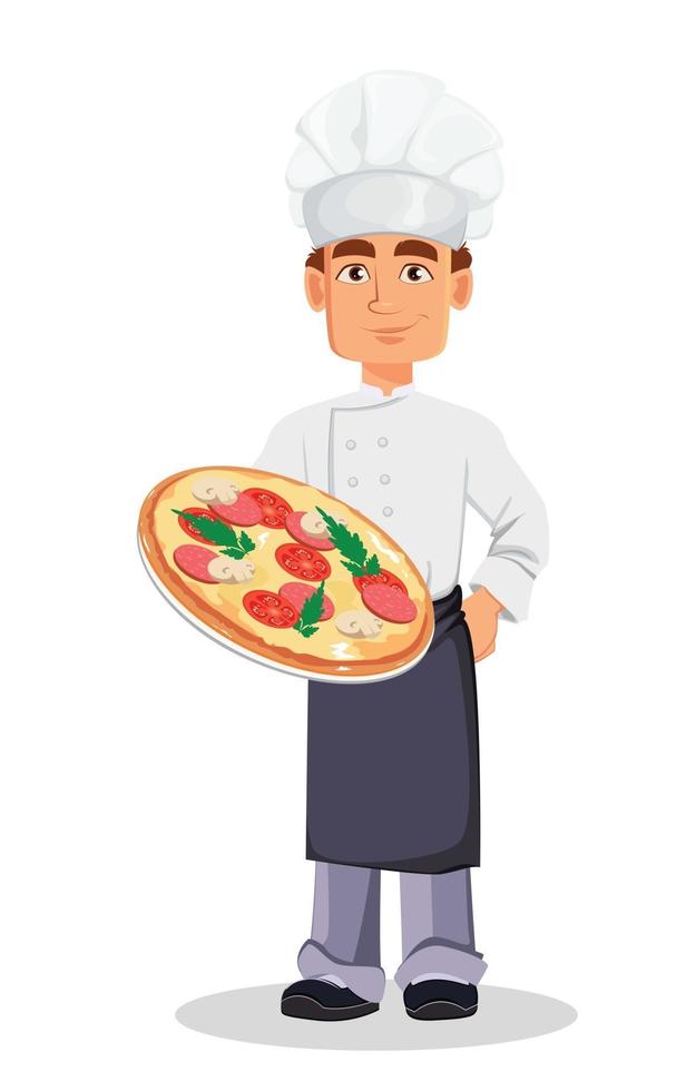 Handsome baker in professional uniform vector