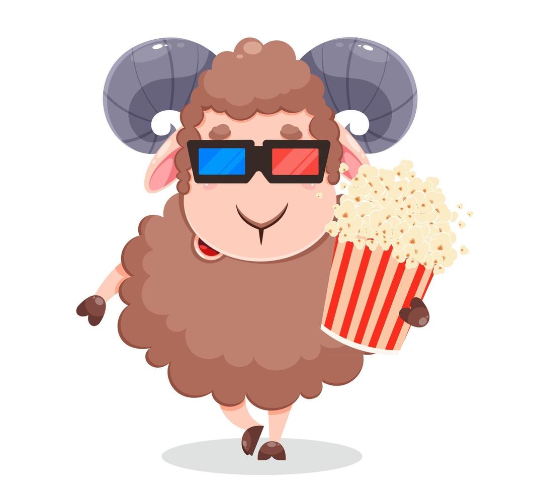 Eid Al Adha Mubarak greeting card. Cartoon sheep vector