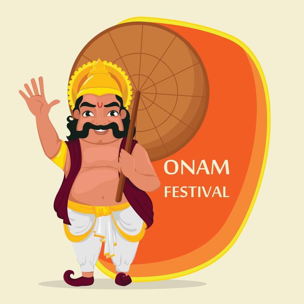 King Mahabali. Happy Onam festival in Kerala. vector