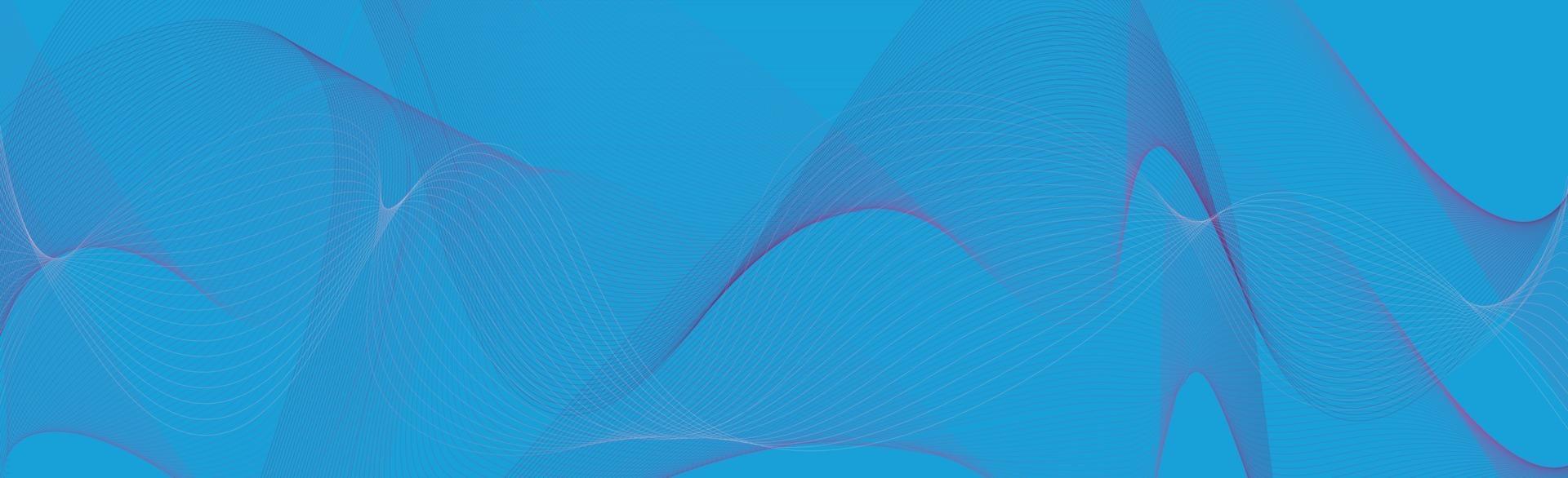 Abstract blue wavy lines on a light blue background - Vector