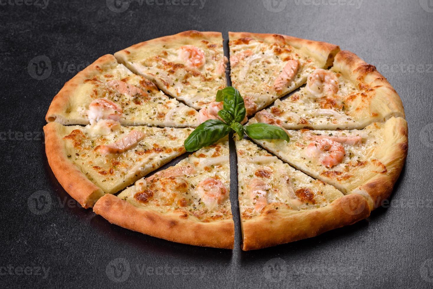 Delicious fresh seafood oven pizza photo