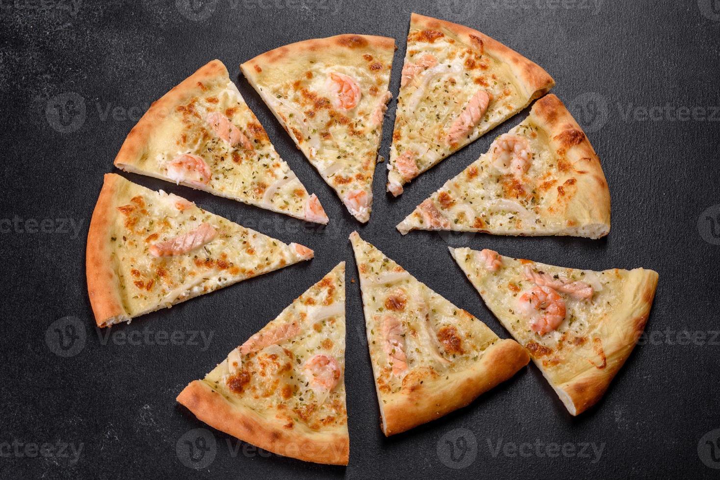 Delicious fresh seafood oven pizza photo