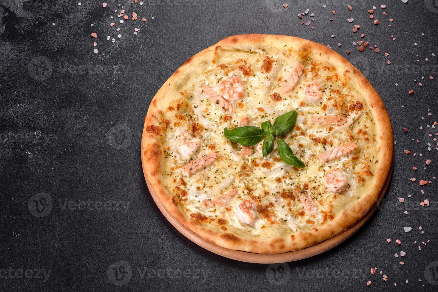 Delicious fresh seafood oven pizza photo