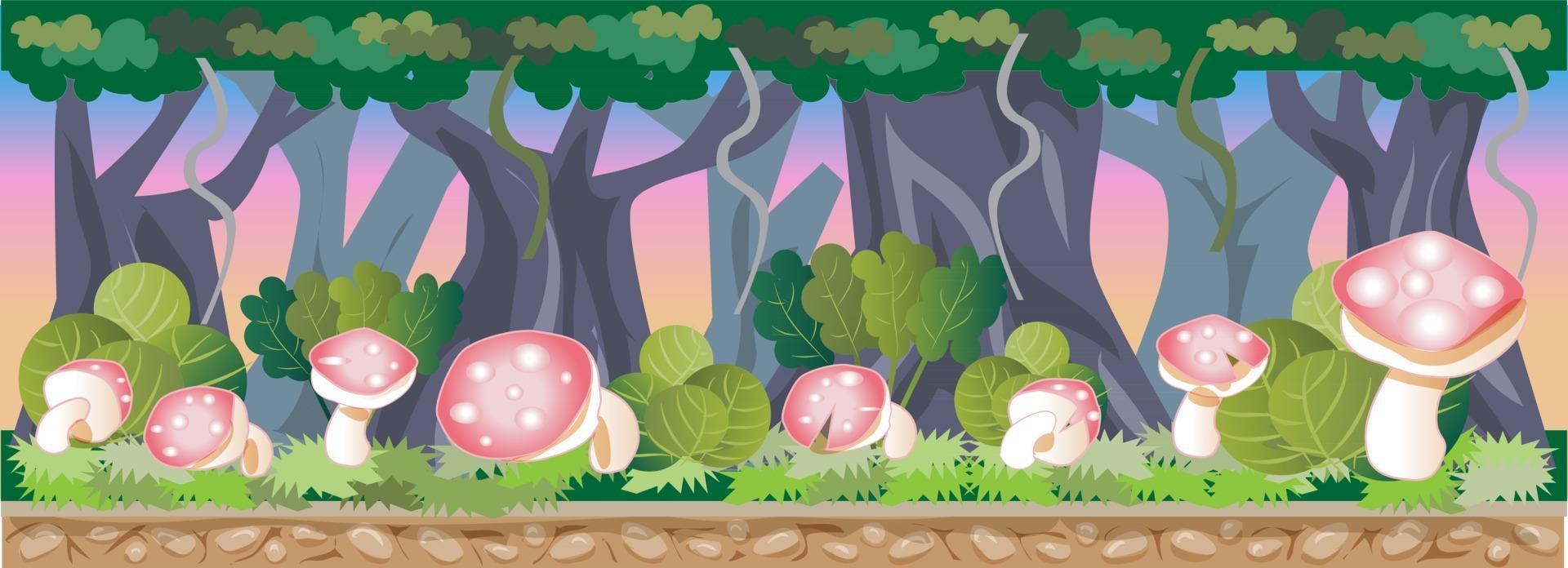 Mushroom Forest Game Background vector