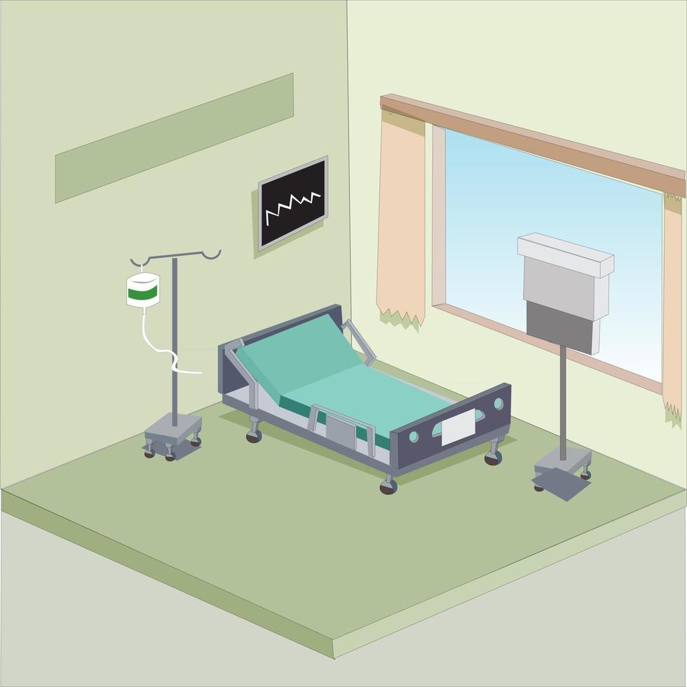 Isometric Patient Room in Hospital vector