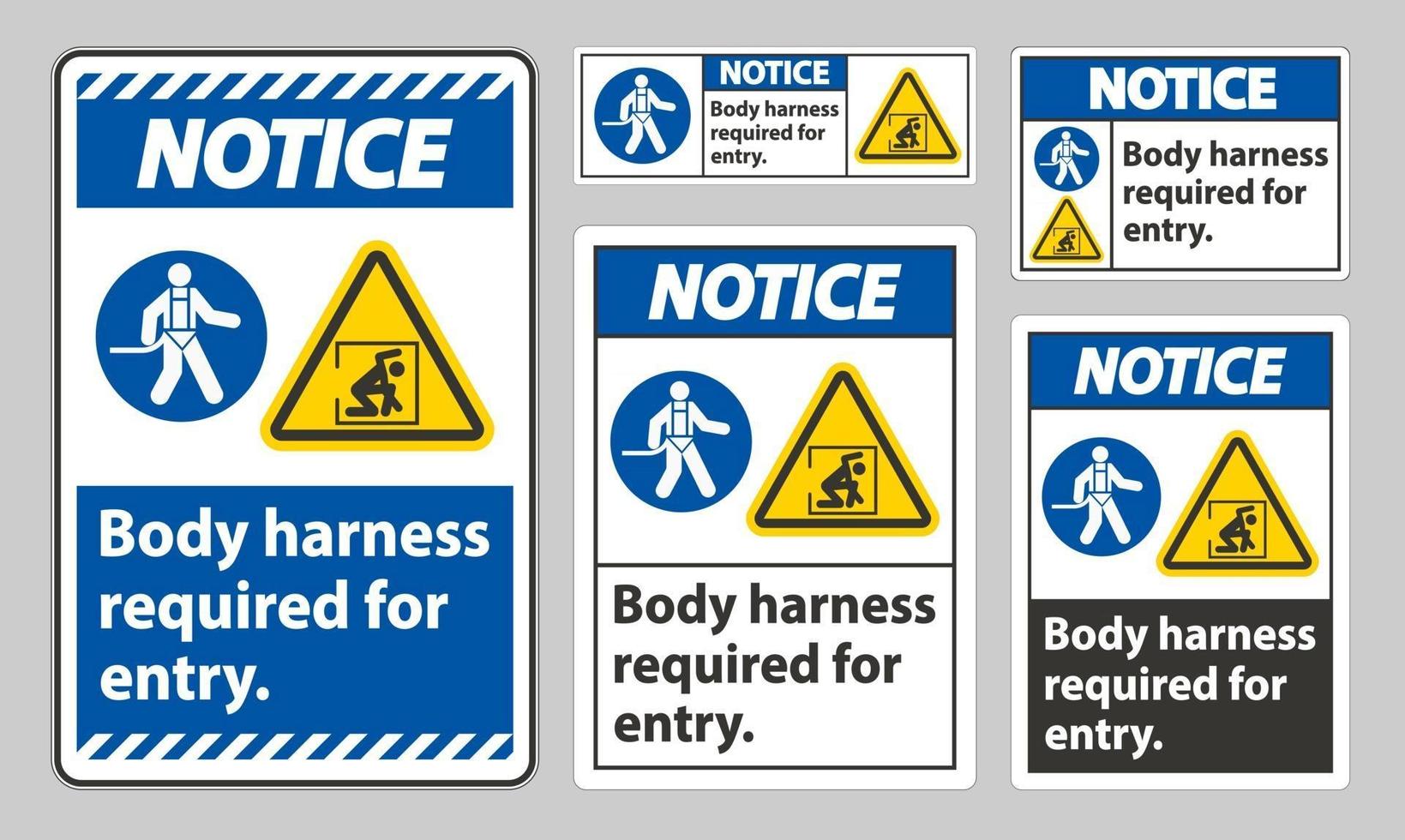 Notice Sign Body Harness Required For Entry vector