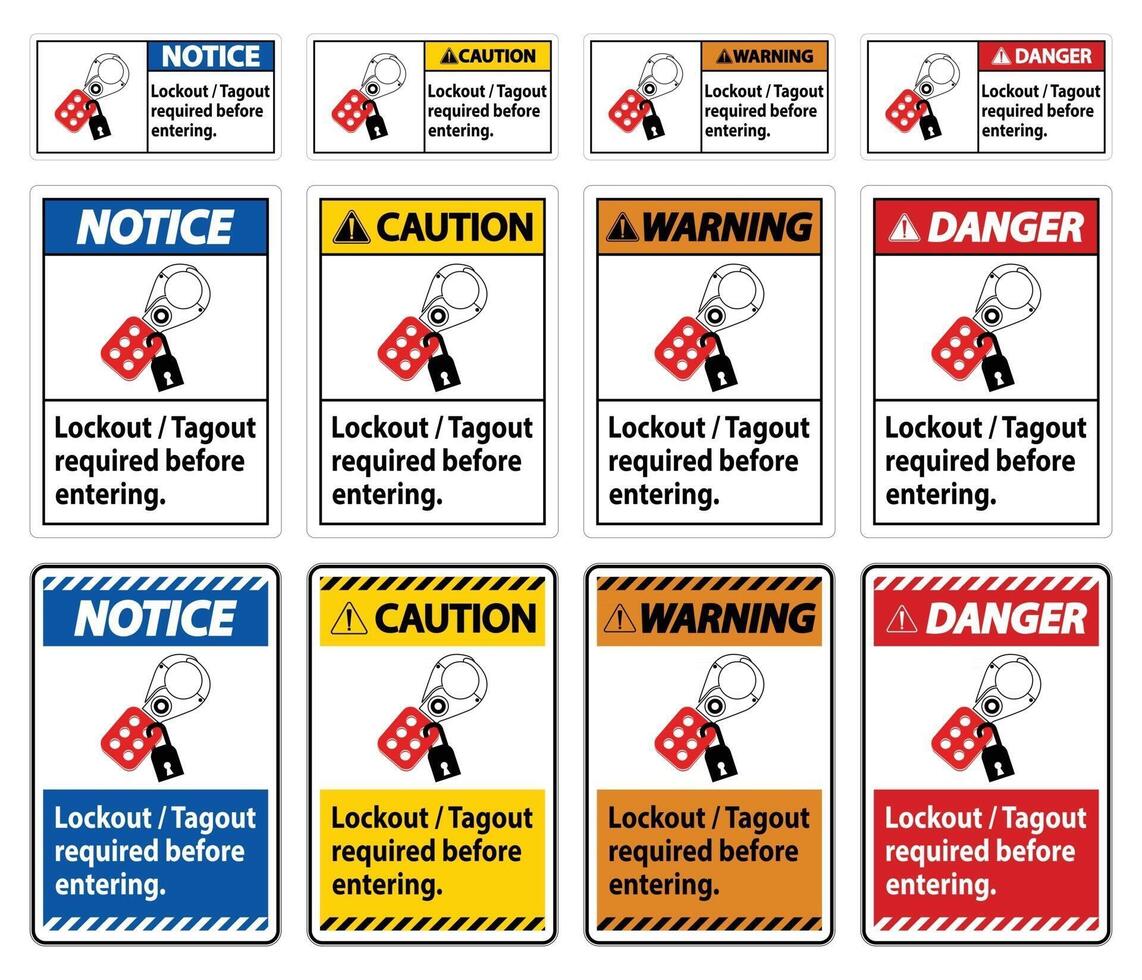 Warning Sign Lockout ,Tagout Required Before Entering vector