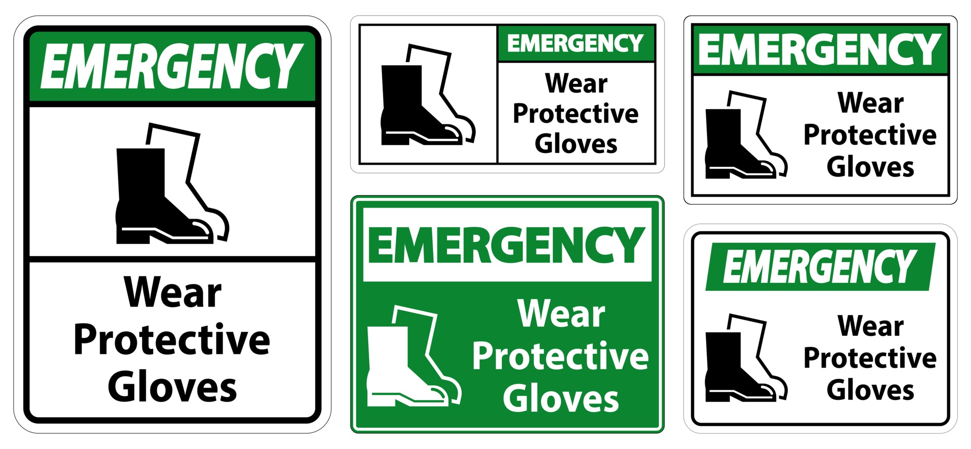 Emergency Wear protective footwear sign on transparent ...