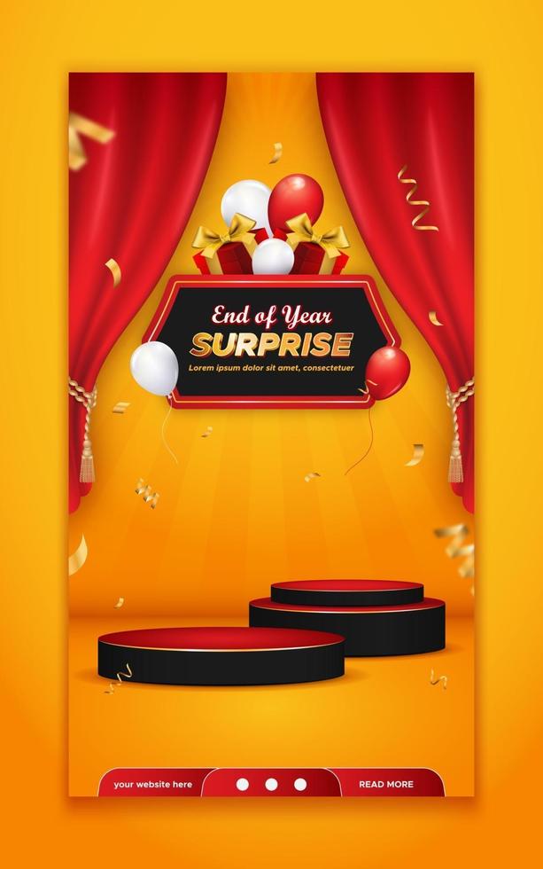 End of year surprise contest invitation social media story template vector