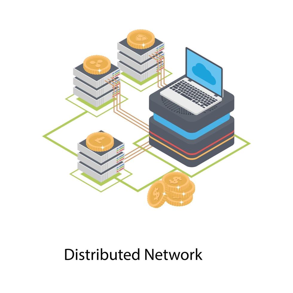 red distribuida blockchain vector