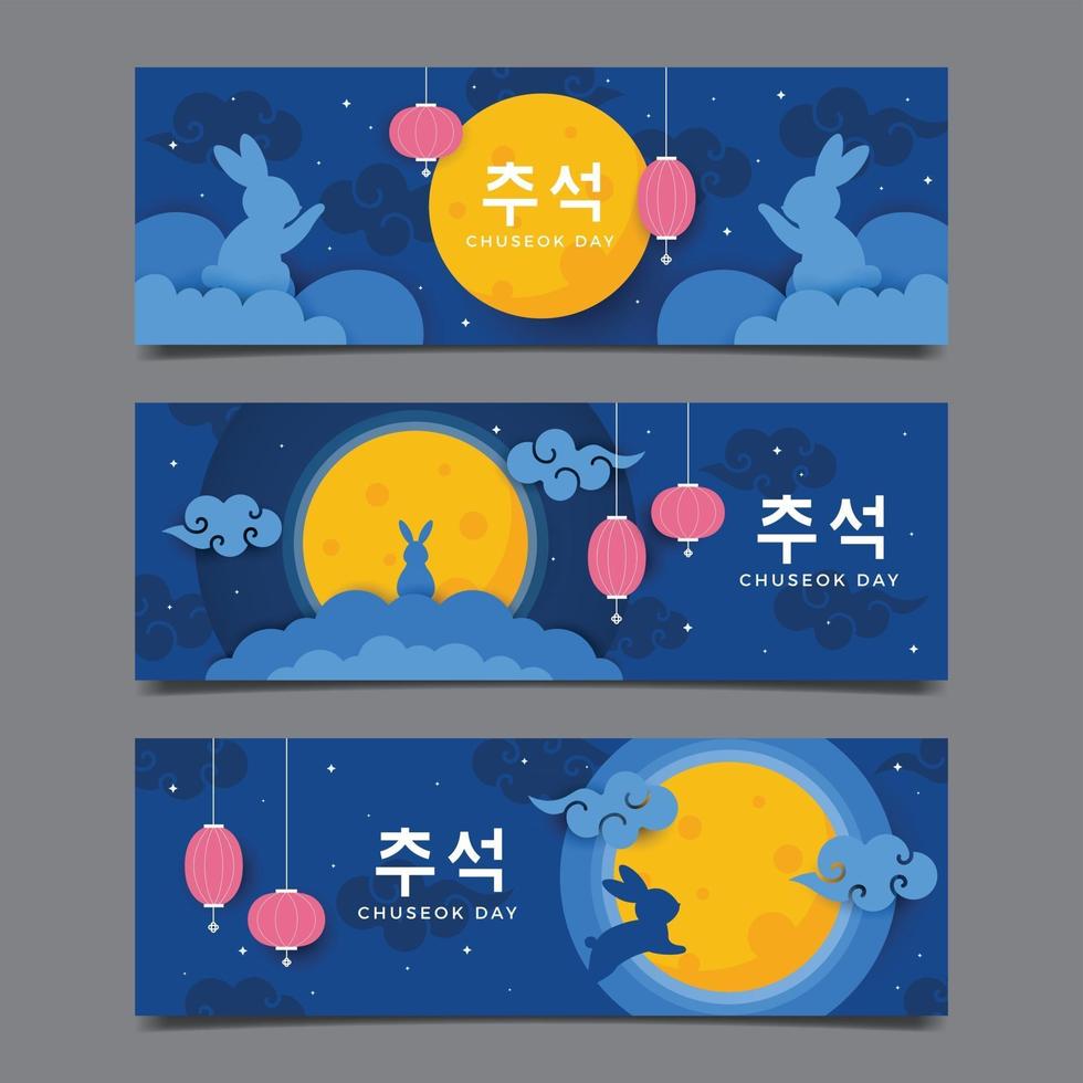 conjunto de banners del día de chuseok vector