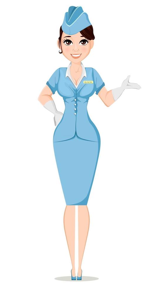 Stewardess in professional unifor vector