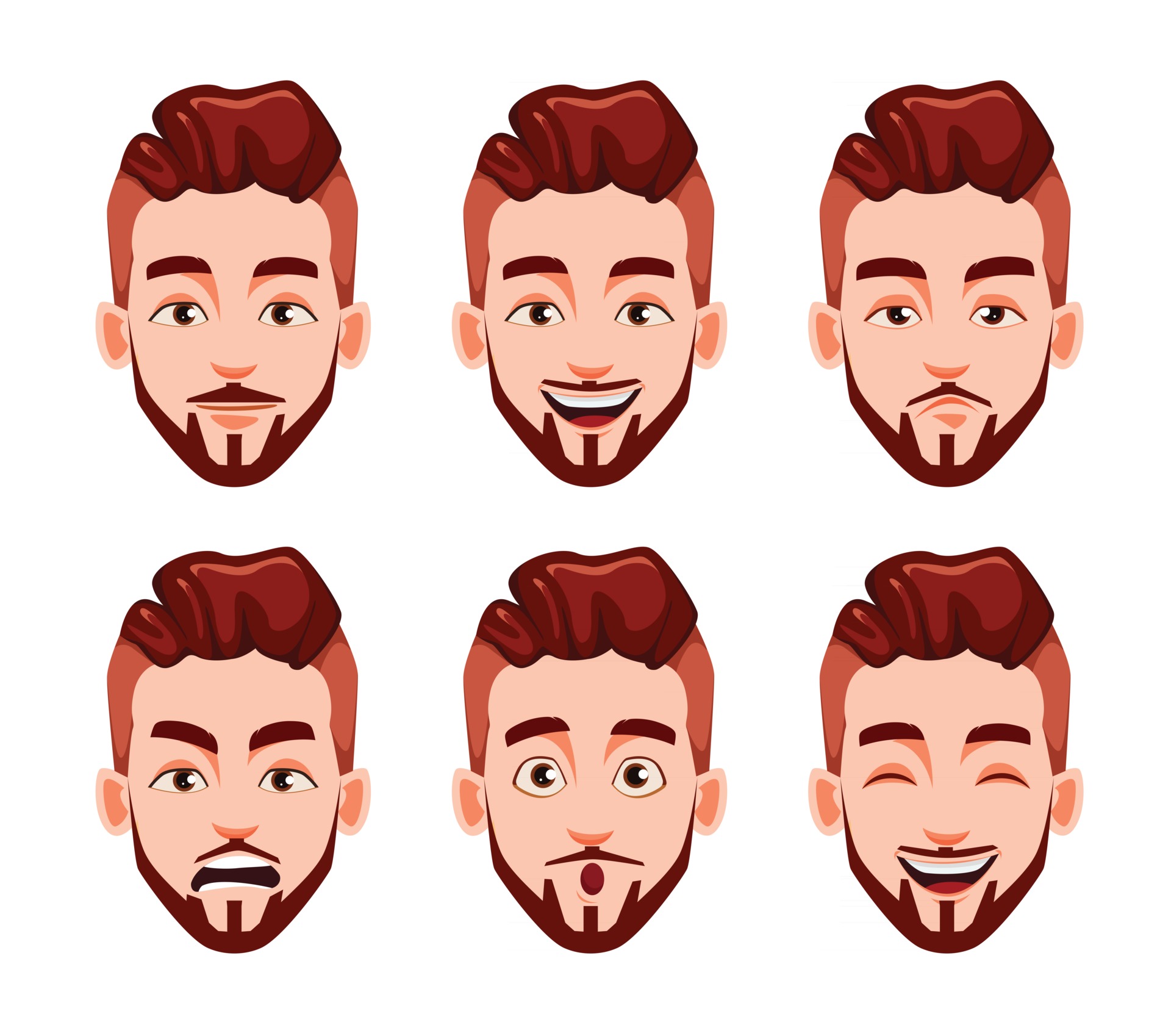 Face expressions of stylish modern young man 2976806 Vector Art at Vecteezy