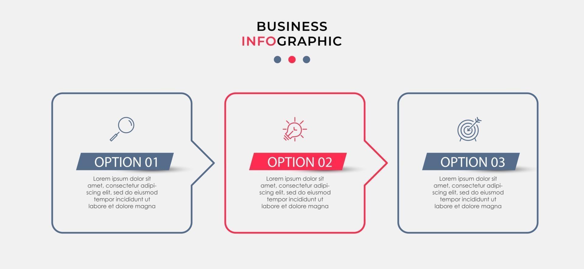 Infographic design business template with icons and 3 options or steps vector