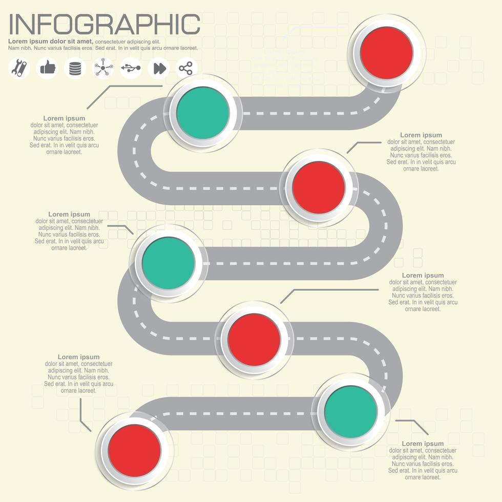 infografía de la línea de tiempo de la carretera para el flujo de trabajo vector