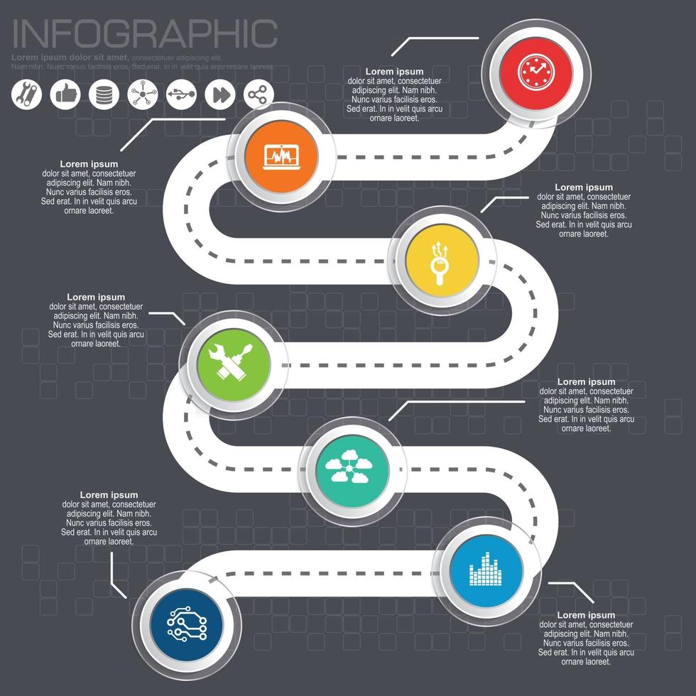 infografía de la línea de tiempo de la carretera para el flujo de trabajo vector