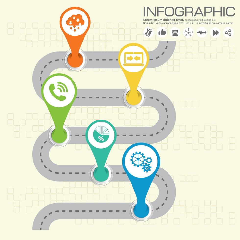 Road timeline infographic for workflow vector