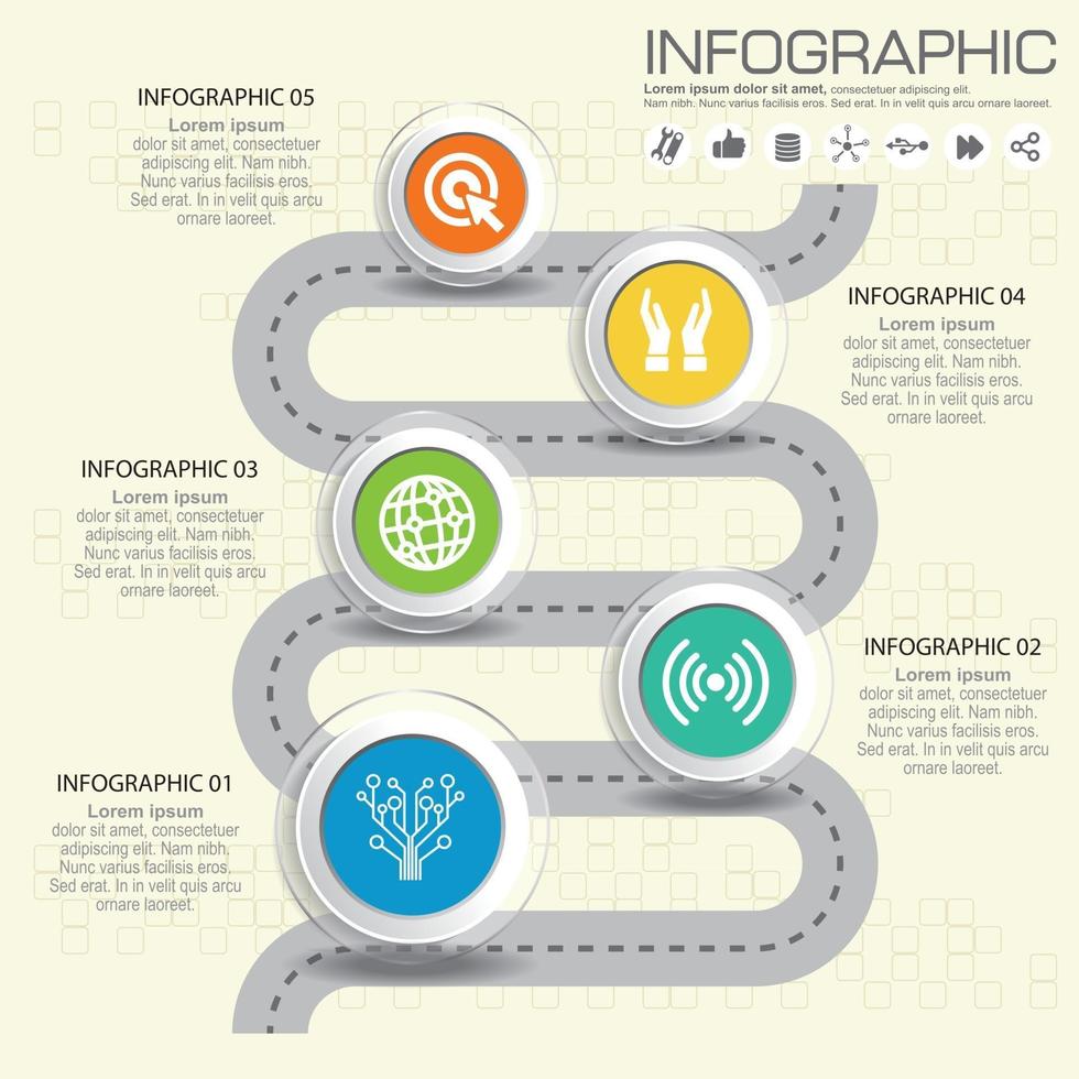 Road timeline infographic for workflow vector