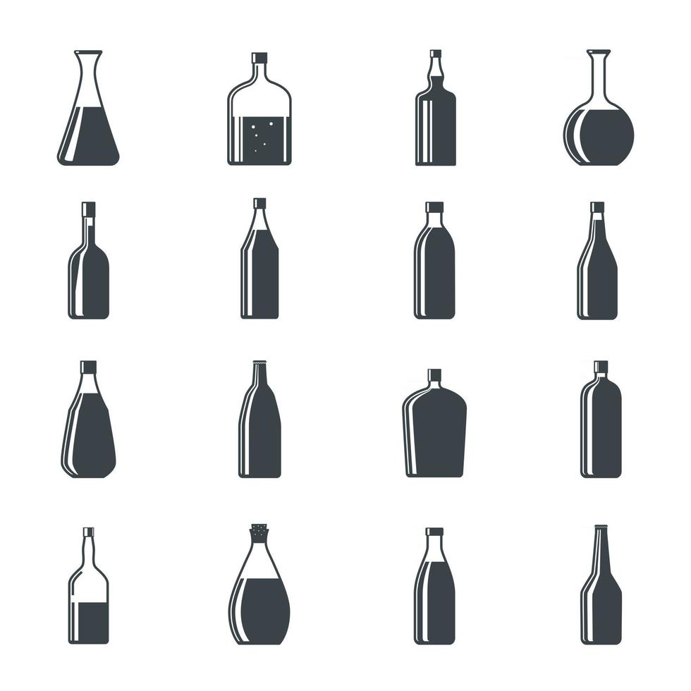 bottles black icons. Vector illustration