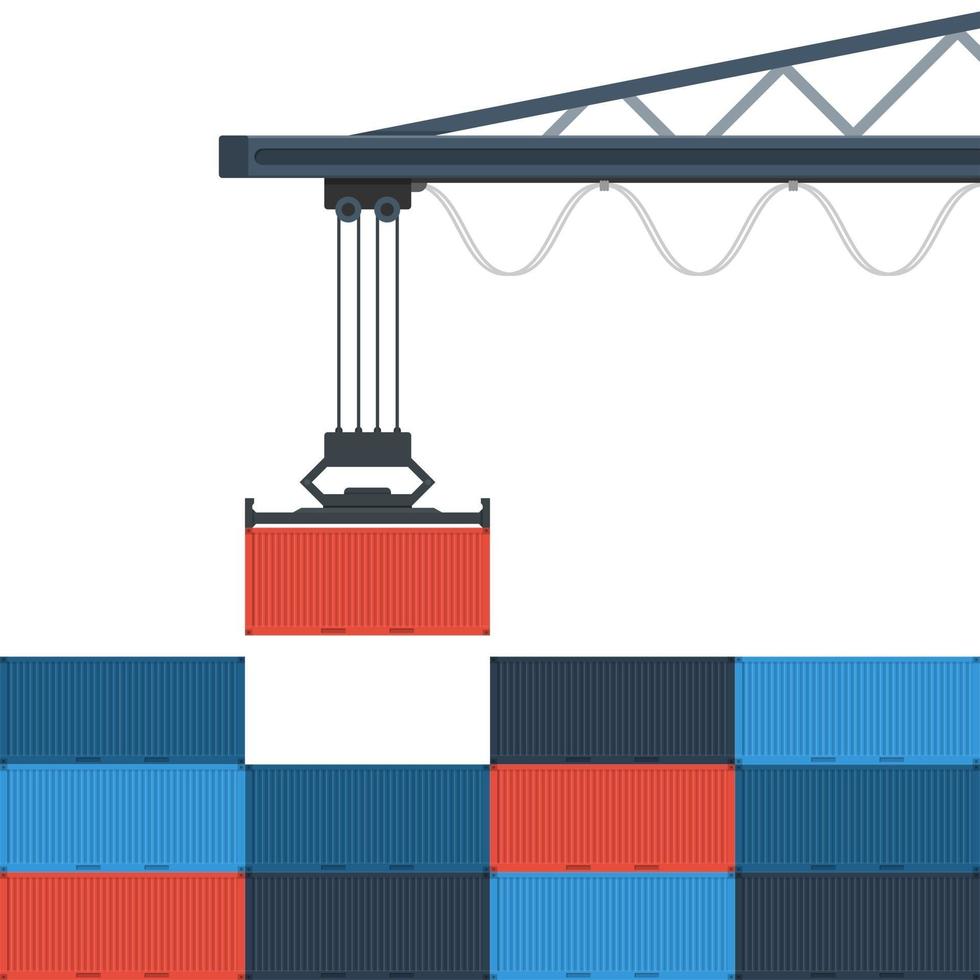 Container ship loading. sea port logistic. Vector illustration