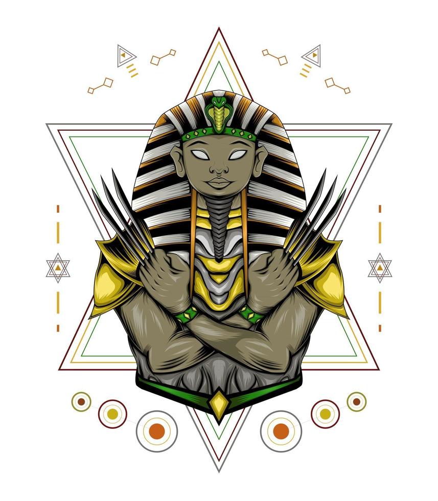 Vector Anubis artwork with claw on sacred geometry.