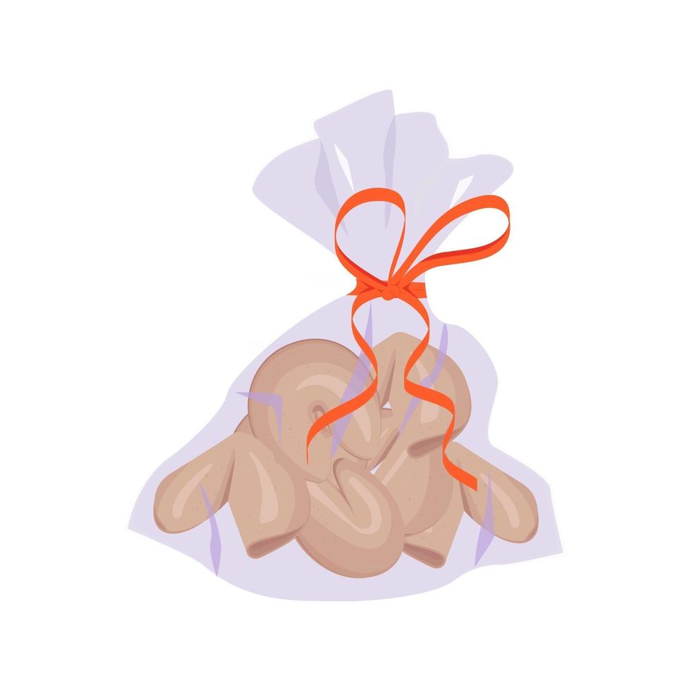 Chinese fortune cookies in a bag with a red ribbon vector
