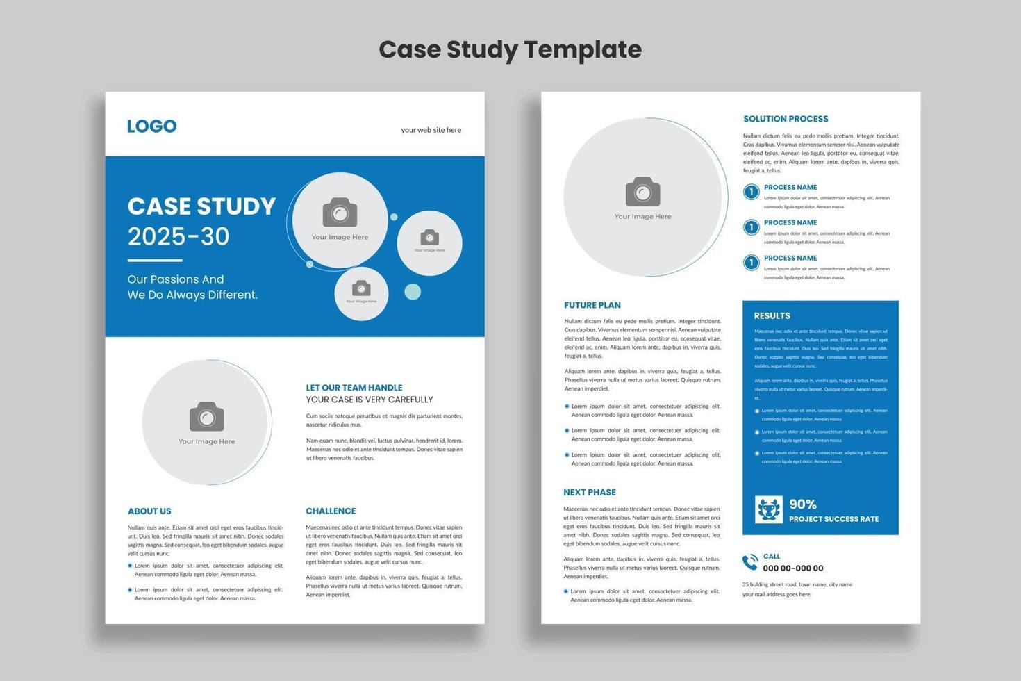 Case Study Template, Double Side Flyer, Poster Template design vector