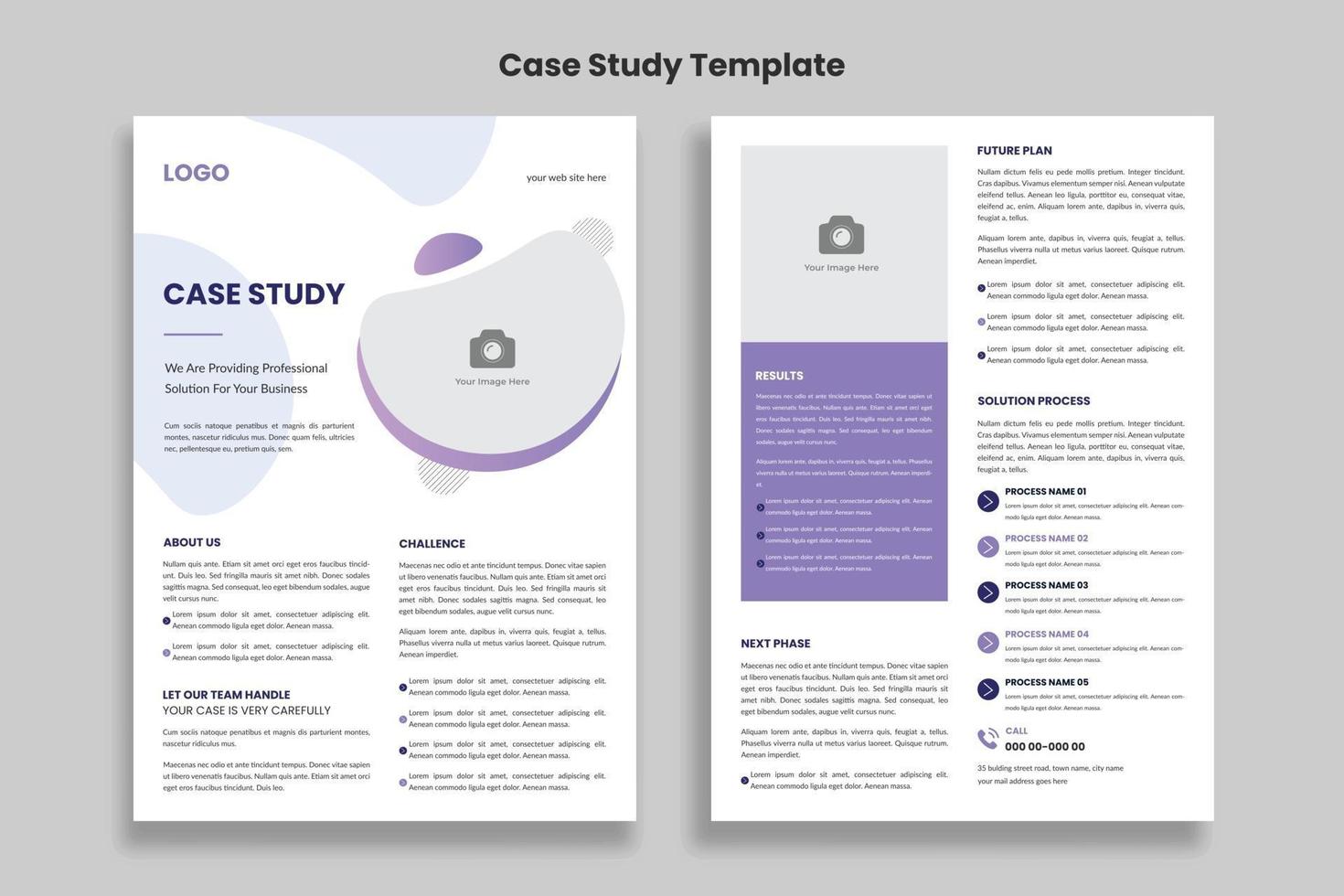 Case Study flyer template with minimal design, Double Side Flyer vector