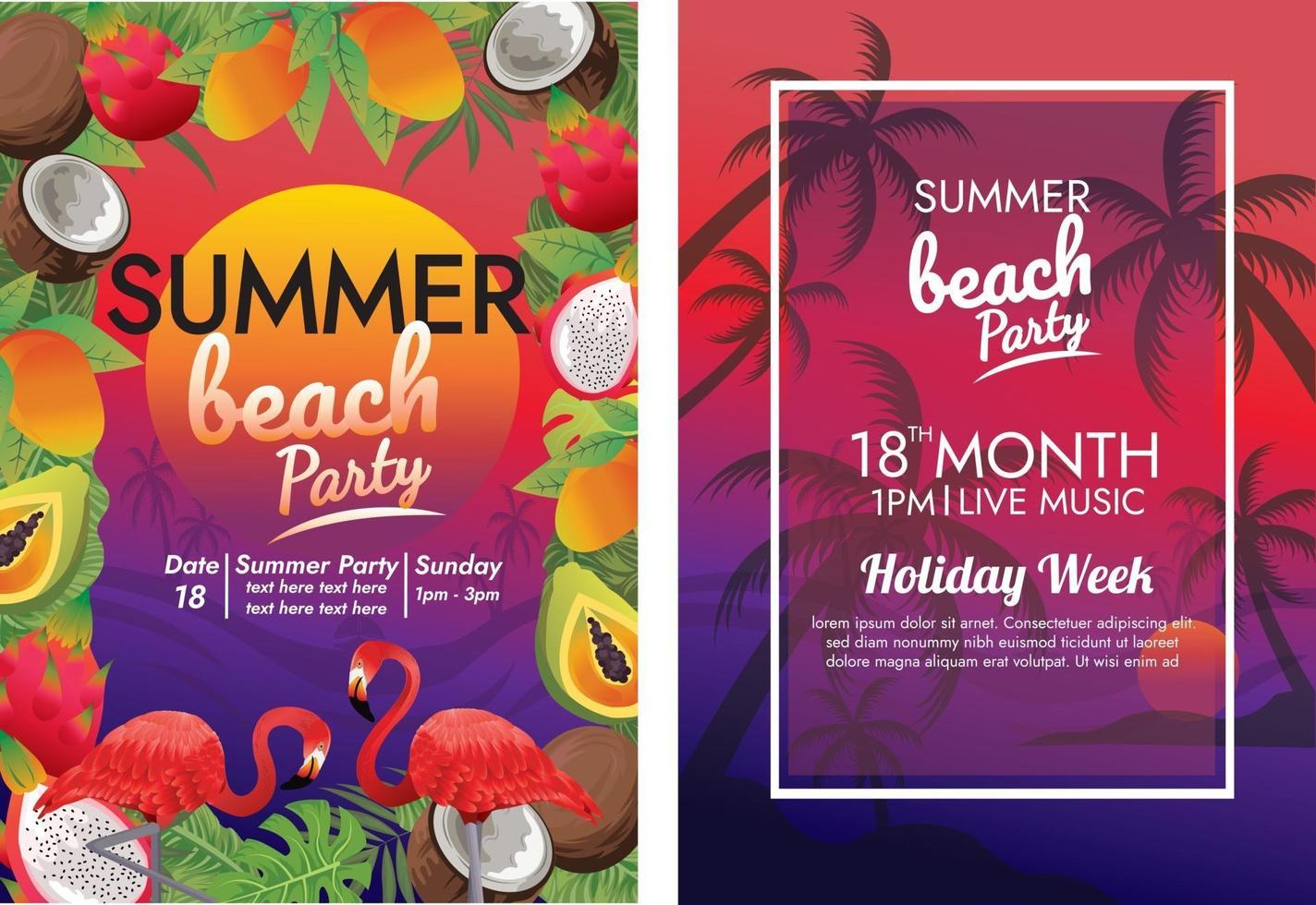 holiday sunset beach poster vector