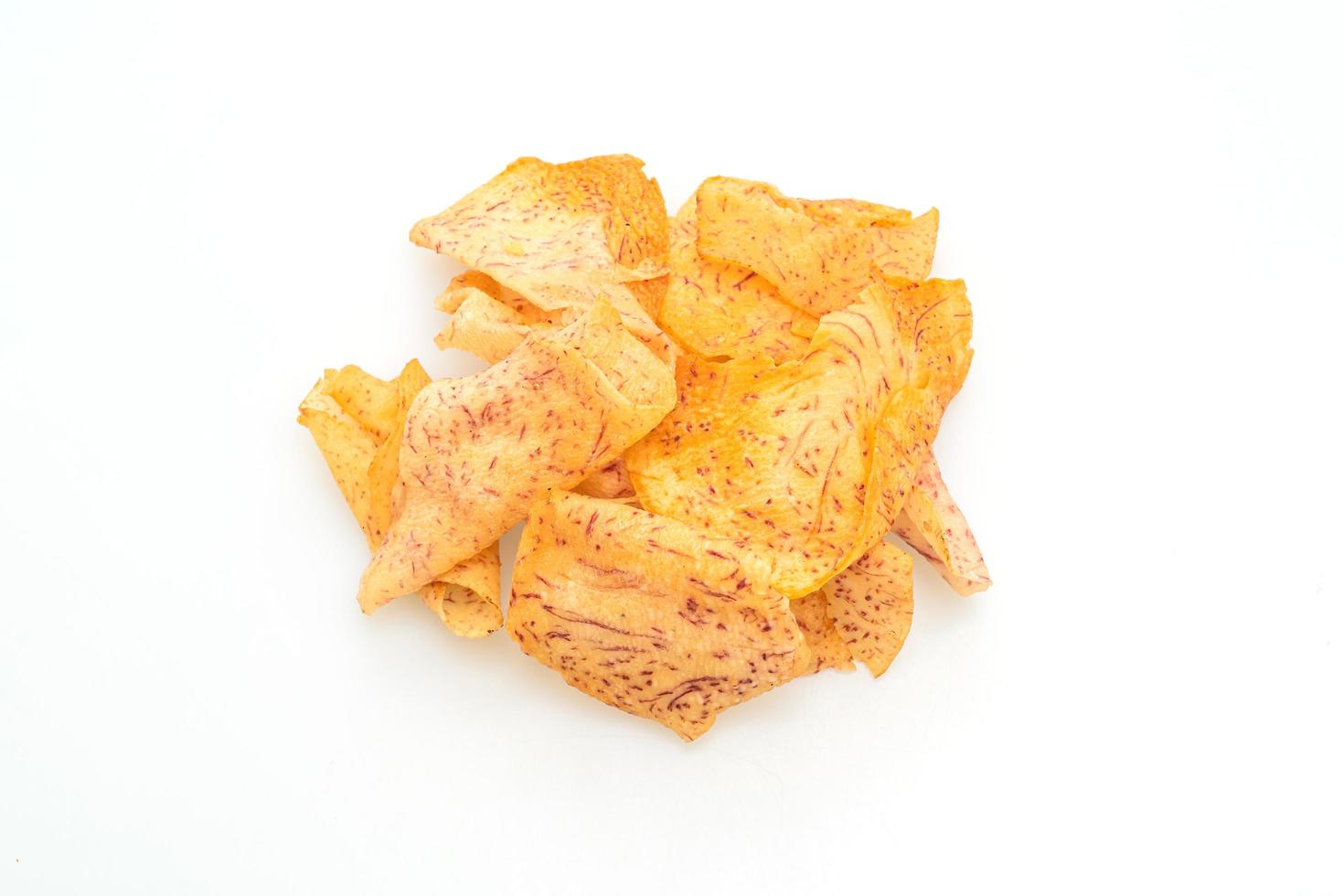 Taro chips isolated on white background photo