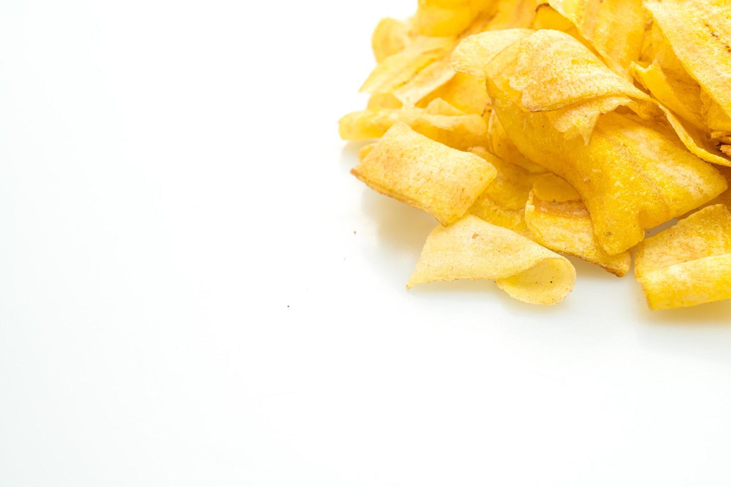 Banana Chips on white background photo