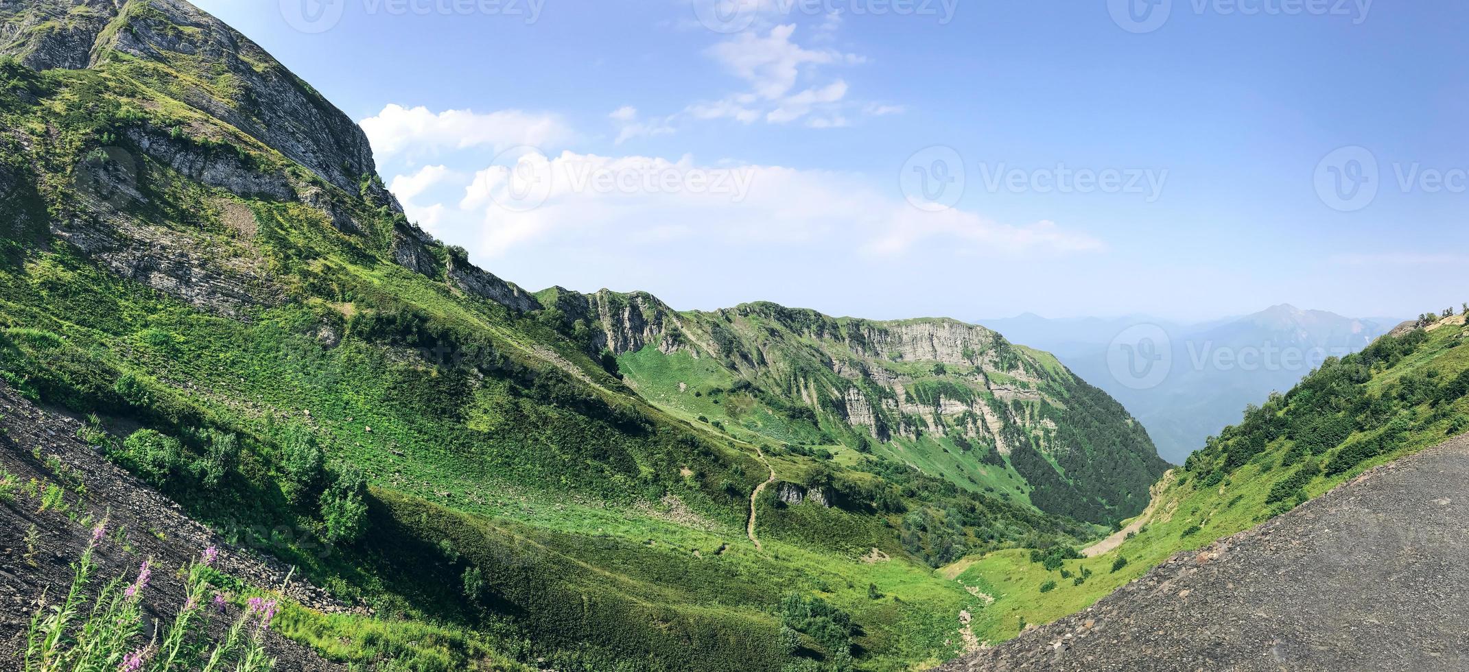 Beautiful panorama in Caucasus mountains. Roza Khutor, Russia photo