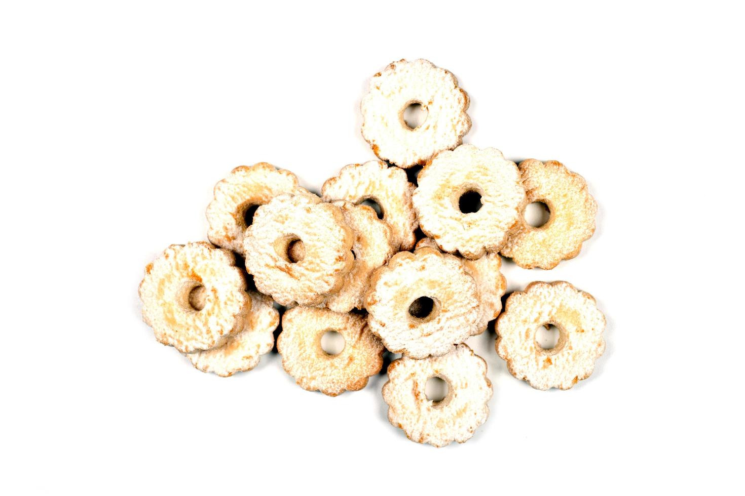 Fresh baked cookies on white background photo