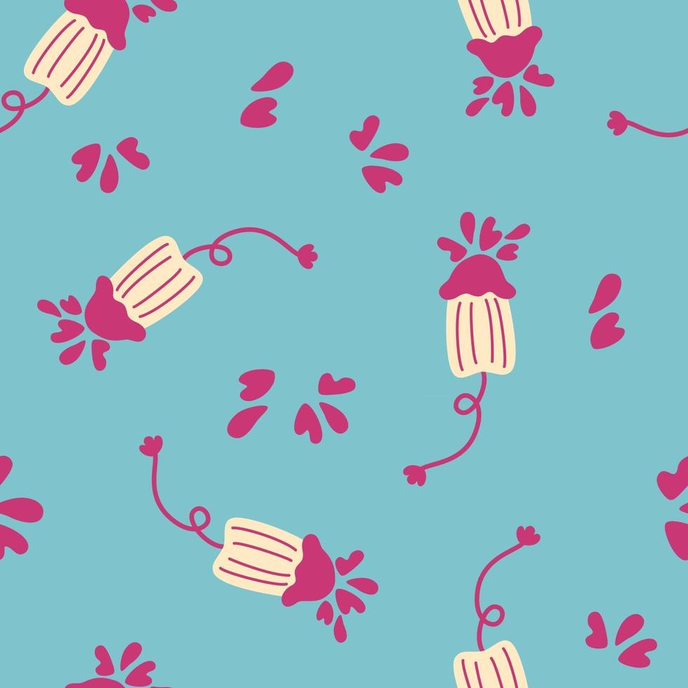 Seamless pattern cute menstruation period object. vector