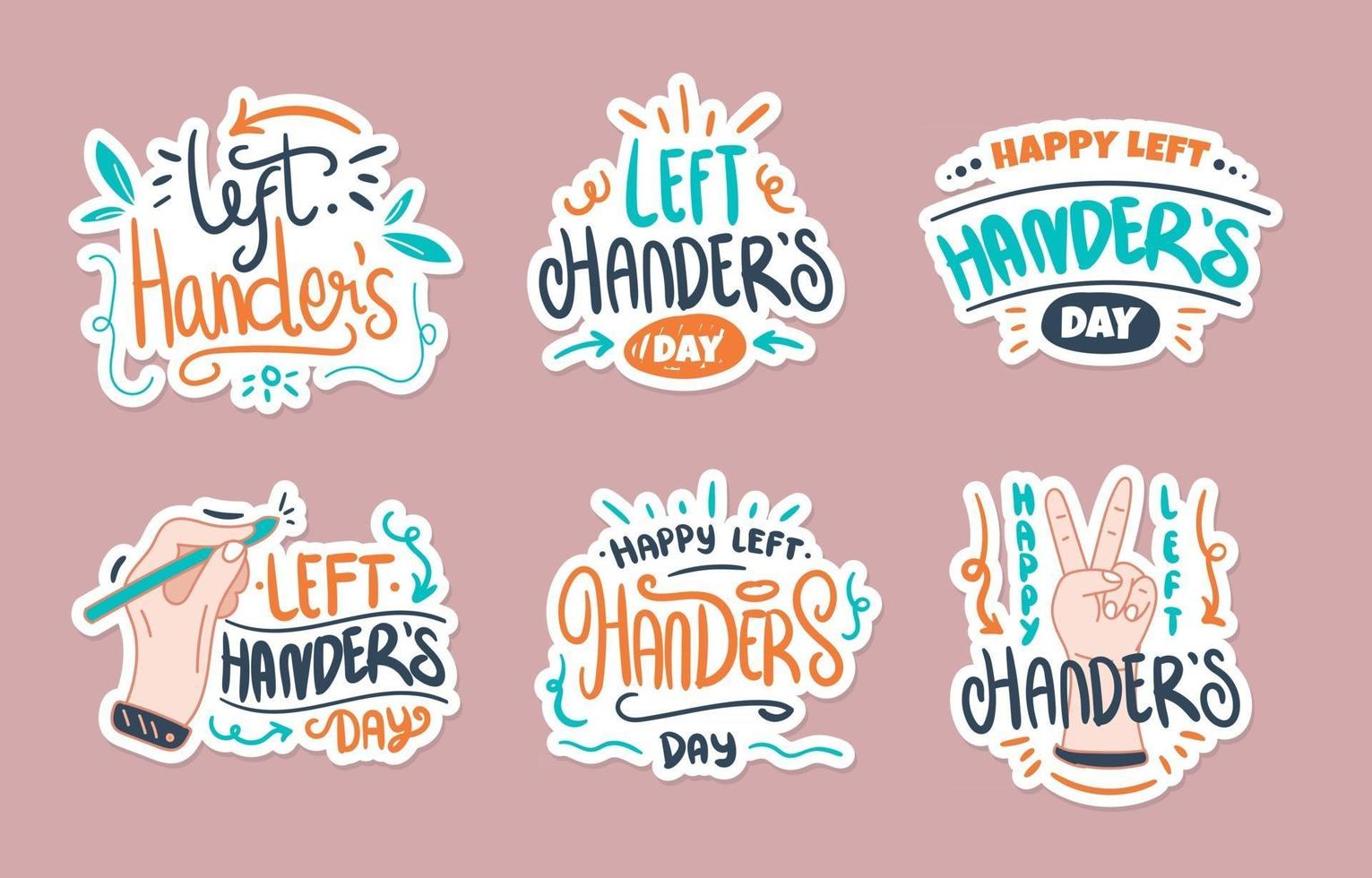 Happy Left Handers Sticker Set vector