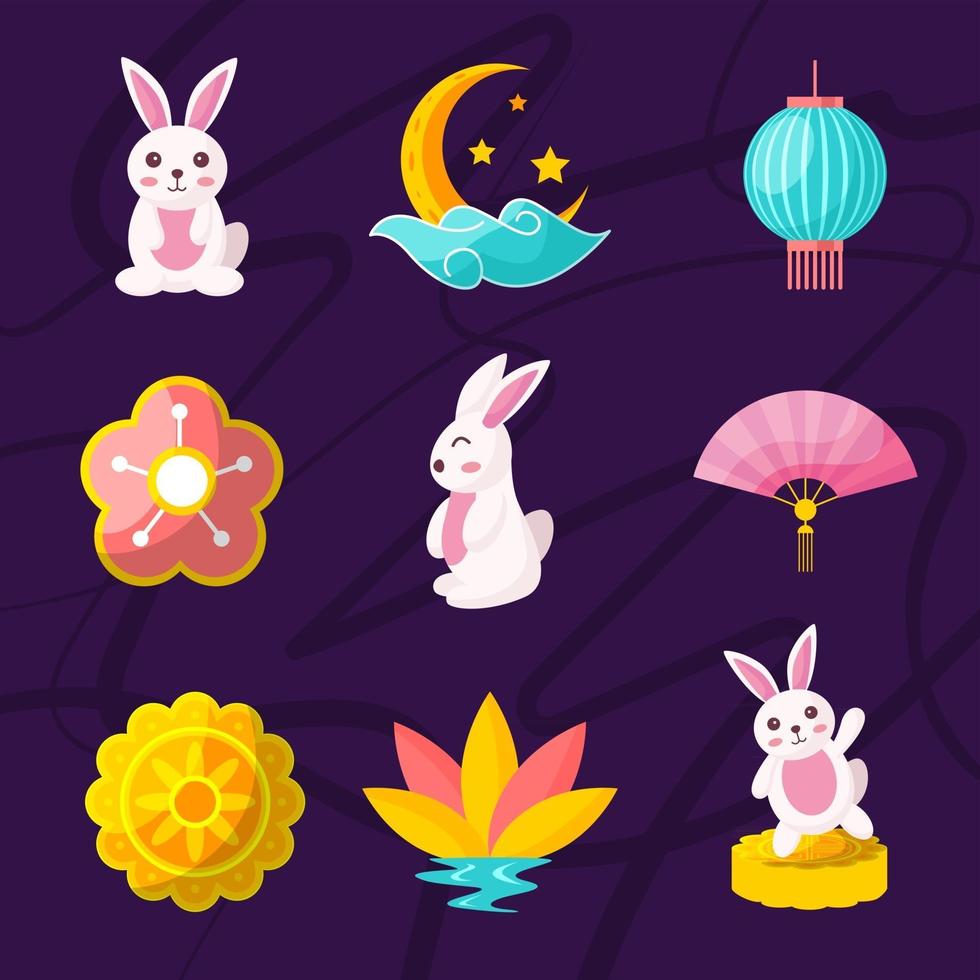 Mid Autumn Icon Collection vector