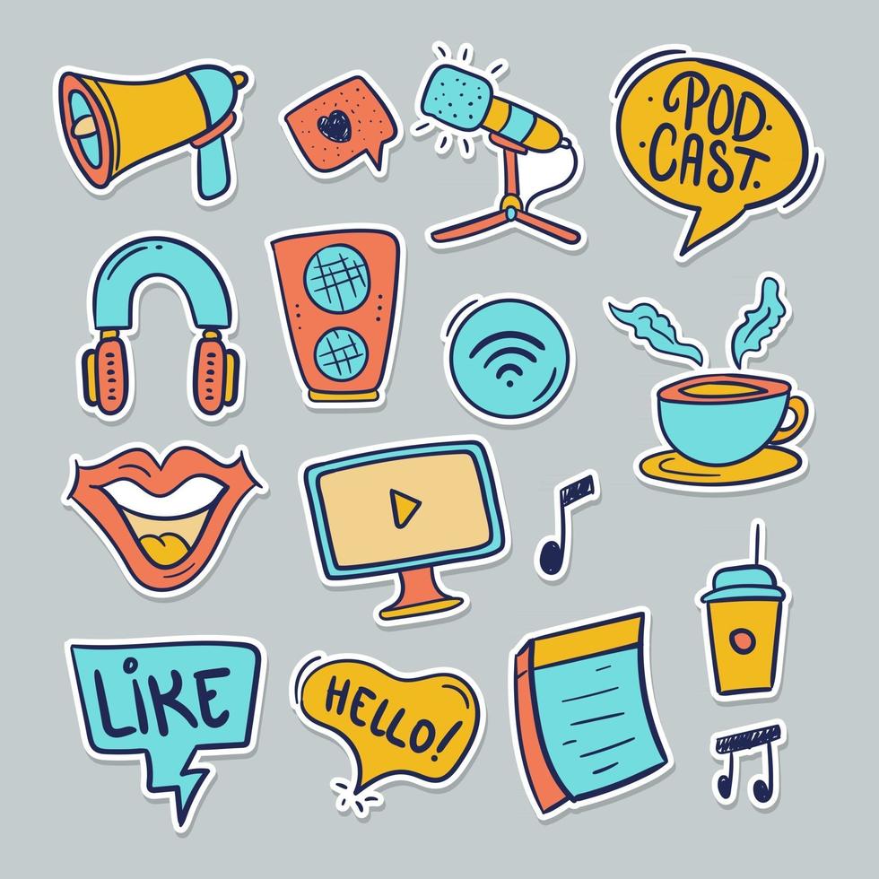 Podcast Sticker Collection vector