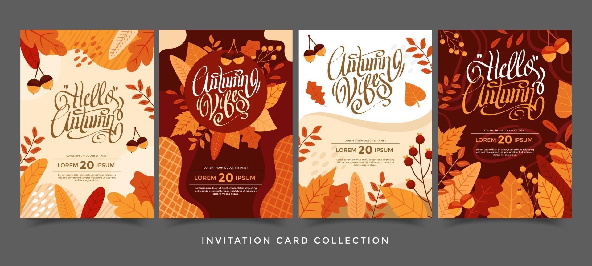 colección de tarjetas de invitación de otoño vector