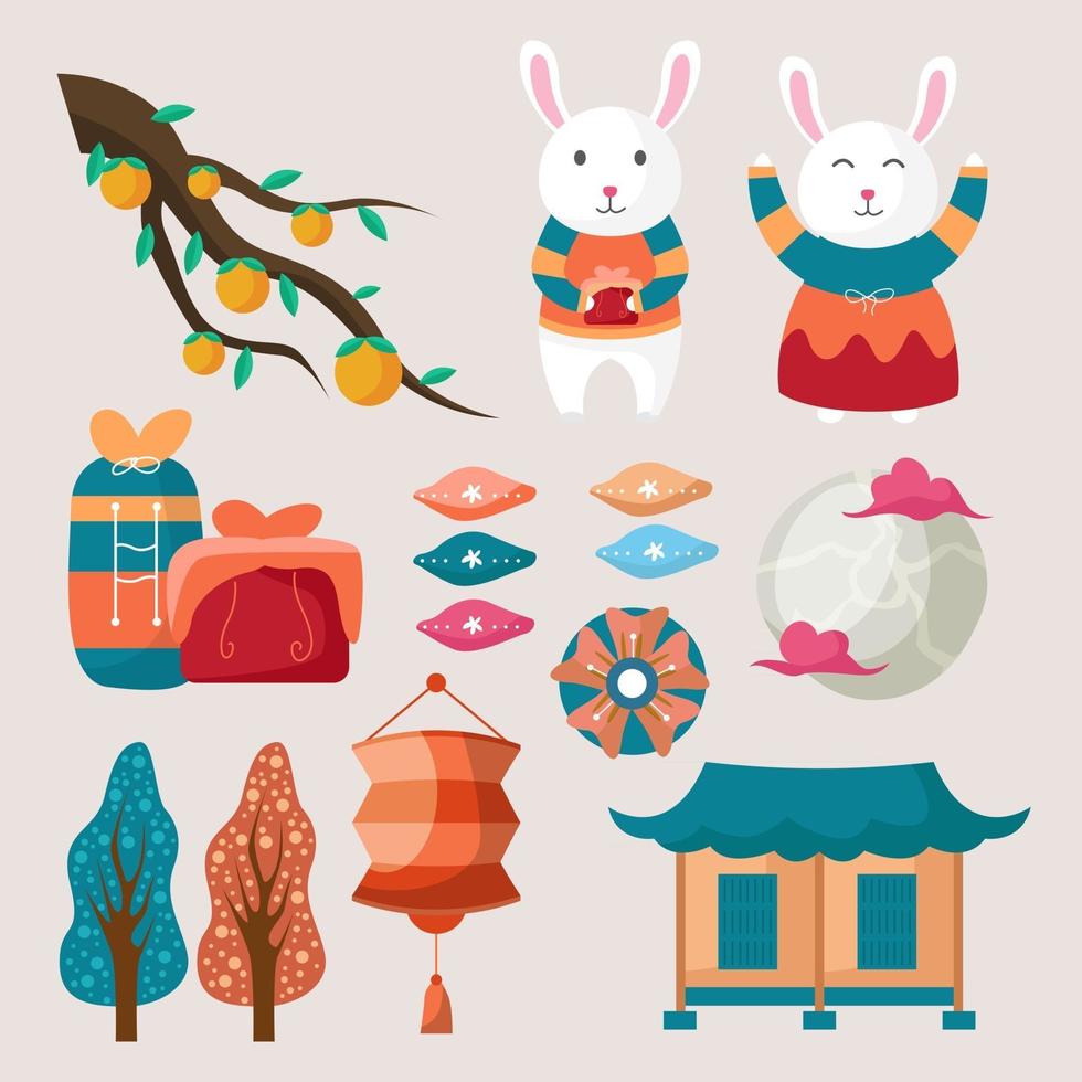 Chuseok Icon Collcetion vector