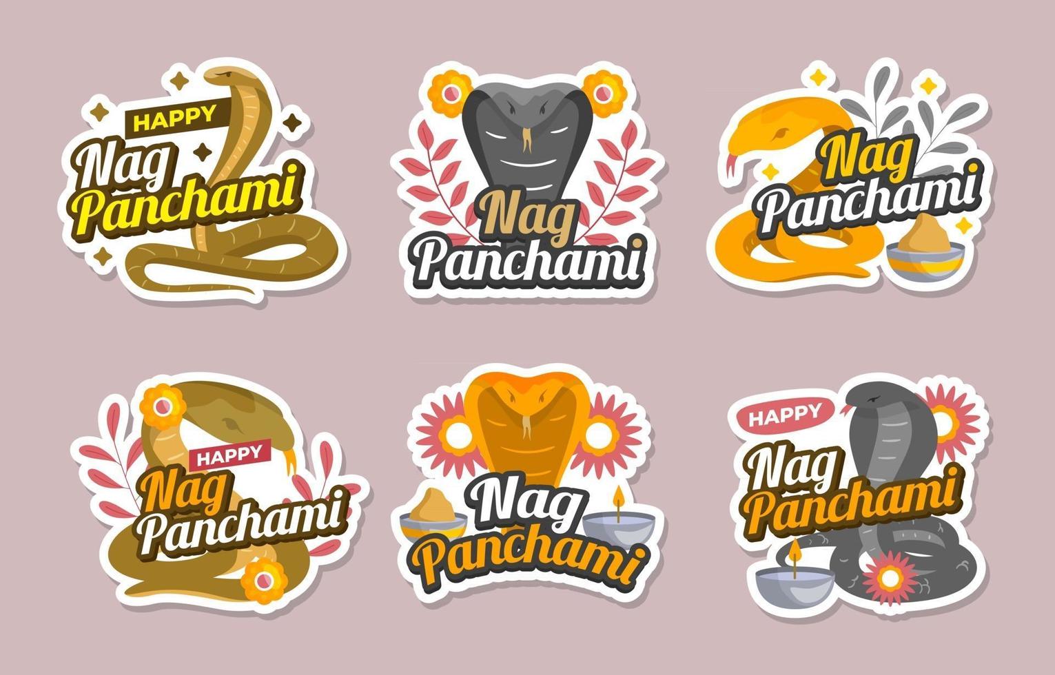 Nag Panchami Sticker Set vector