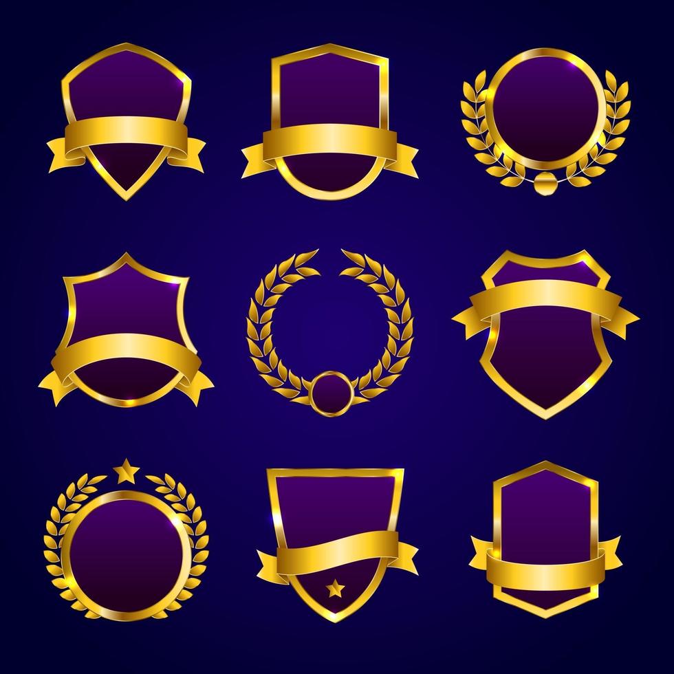 colección de insignias de marco dorado dorado vector