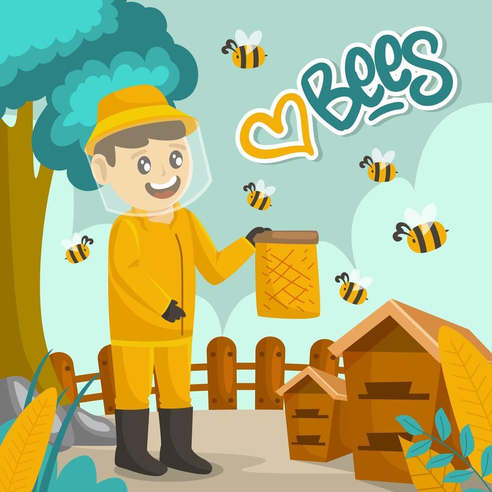 concepto de protección de abejas de miel vector
