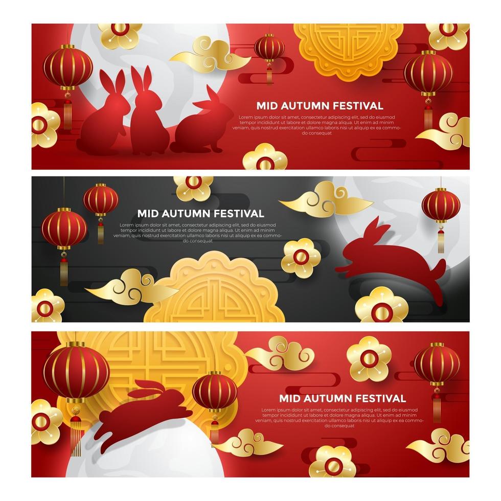 Mid Autumn Banner Collection vector