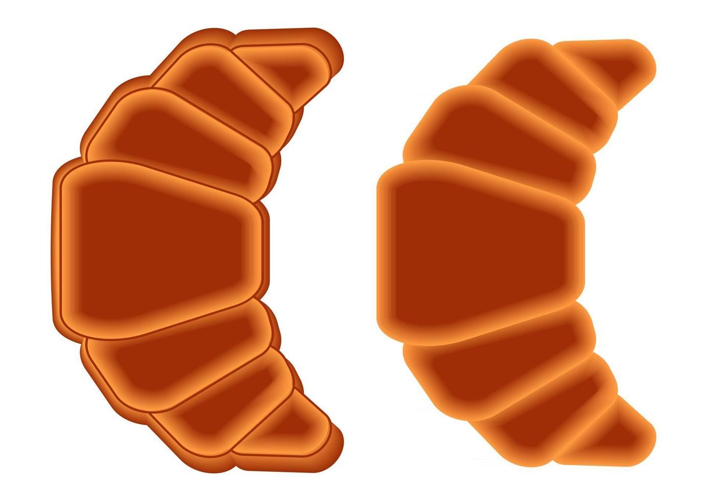 colección de icono de croissant de panadería para menú de diseño, cafetería, bistró, restaurante, etiqueta y embalaje. croissant realista de color. Postre de panadería francesa, aislado sobre fondo blanco. vector