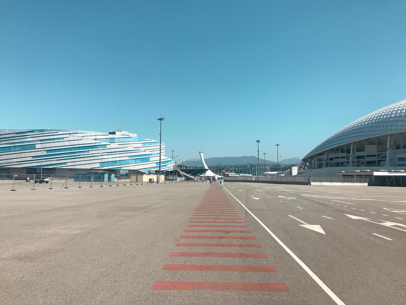 Shayba Arena and Fisht stadium in the Olympic Park in Sochi, Russia photo