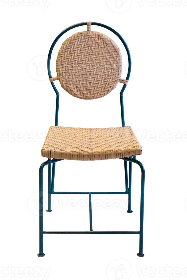 Chair steel legs with rattan cover isolated on white. photo