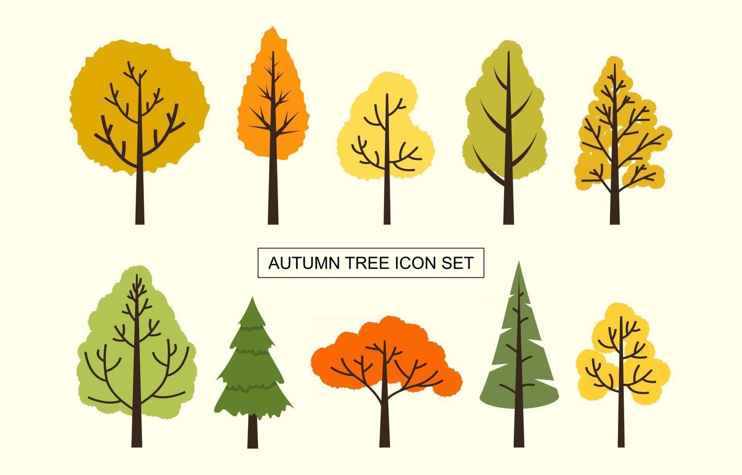 conjunto de iconos de árbol de otoño vector