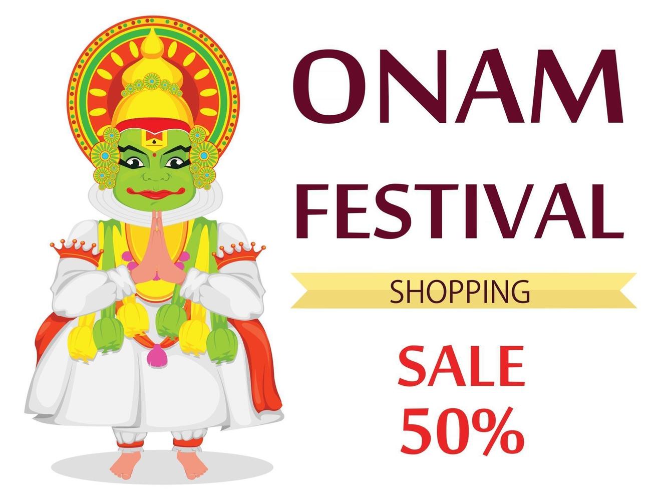 Kathakali dancer. Happy Onam festival vector