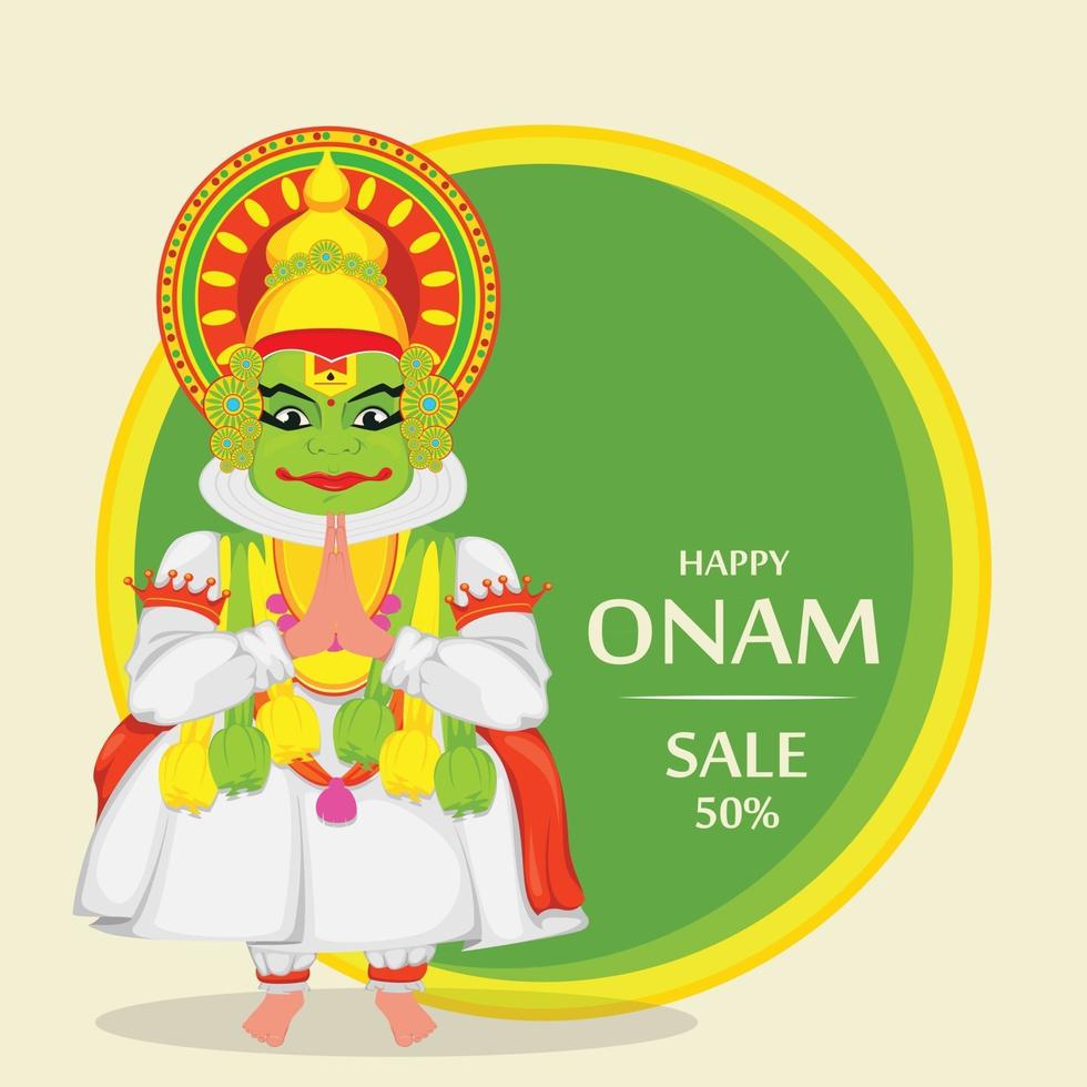 Kathakali dancer. Happy Onam festival vector